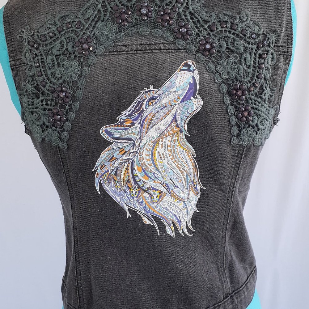 Jean vest with added design by DaySi Jackets